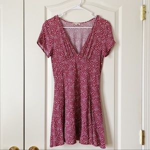 LA Hearts Bodice Swing Dress - Pink Floral - S